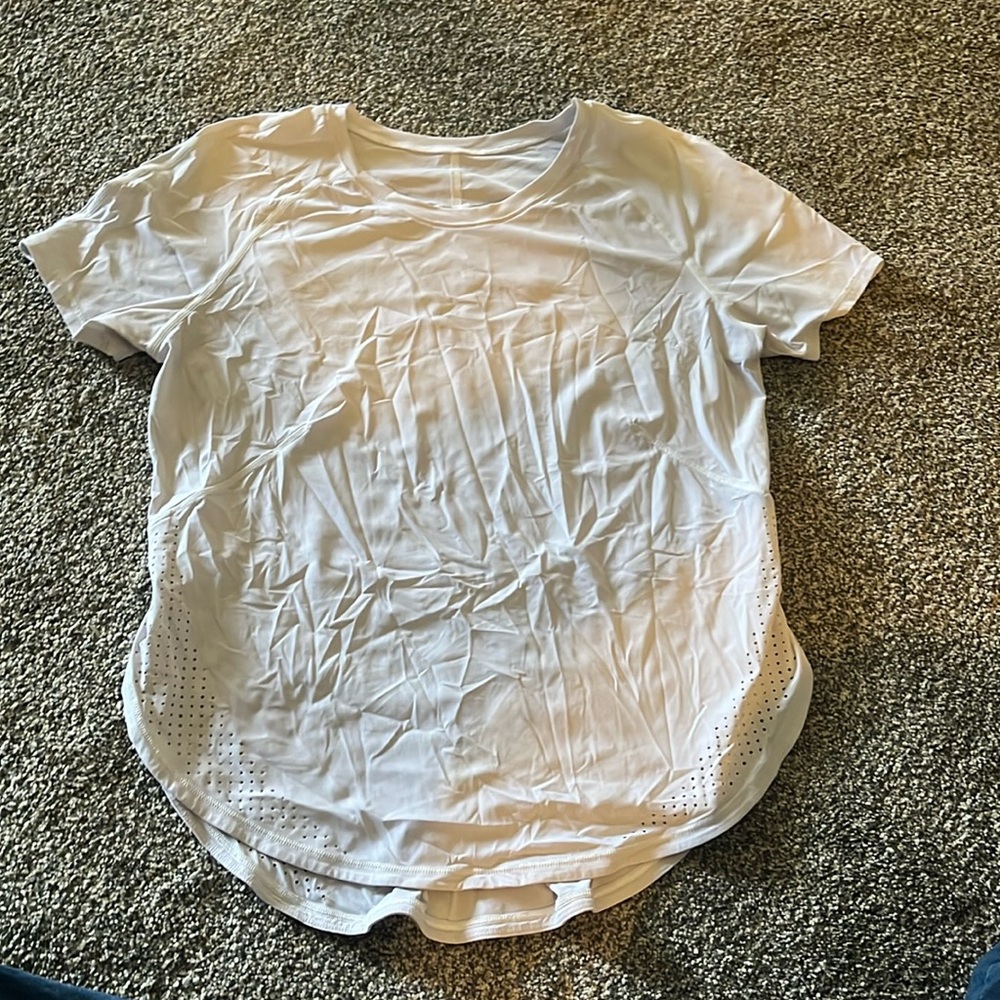 Lululemon White short sleeve dry fit workout top